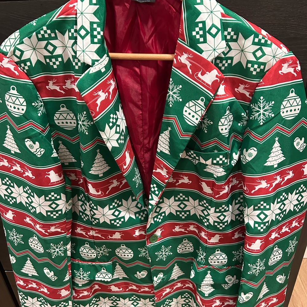 Holiday Patterned Men's Blazer Size Large 42/44